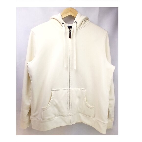 Land's End Cream Beige White Warm Heavy Sweatshirt Hoodie with Zipper EUC - Picture 6 of 6
